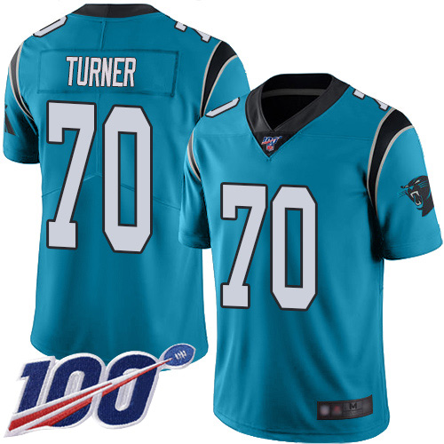 Carolina Panthers Limited Blue Youth Trai Turner Alternate Jersey NFL Football 70 100th Season Vapor Untouchable